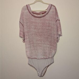 Intimately Free People Womens M Pink T-Shirt Bodysuit Distressed